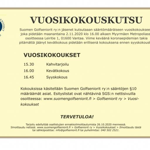 Vuosikokouskutsu 2020