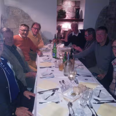 Unkari, Pannonia 2013, päätösilta vasemmalta Alpo Klasila (JJ), Timo Kupiainen (CM), Timo Viljamaa (CM), Risto Ikäheimo (JJ), Pentti Hänninen (JJ), Markku Hyvönen (JJ) ja Tuomo Kukko (CM)