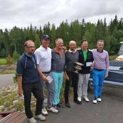 M50-lyöntipelin vuoden 2018 parhaat vasemmalta Jari Leppänen (5.), Jukka Utriainen (4.), Antti-Pekka Kaarna(2.), Timo Huuhtanen (1.), Matti Moilanen (3.), ja Leo Savonen (6.).