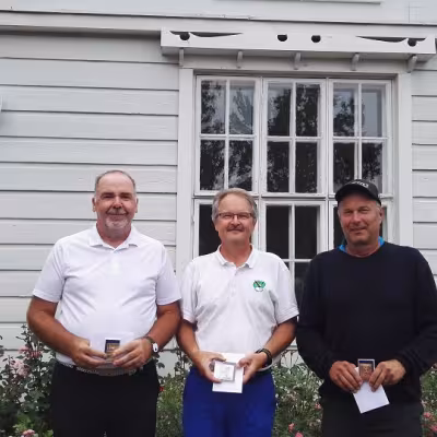Vuoden 2018 SGS:n rp-mestaruuden M60 -sarjan mitalistit; Pekka Lindeman LGV, Jouni Nykänen KG ja Peter Kaske KGC. 