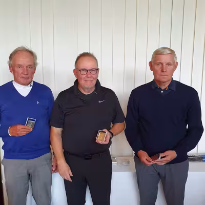 M65 hcp tour mitalistit vas. Pekka Purho (2), Johan Bergström (1) ja Olavi Rajala (3)